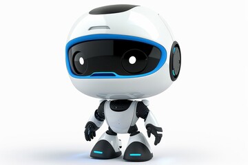 Adorable white robot with blue accents symbolizing the charm and potential of personal robotics
