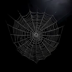Spider web silhouette against black wall - halloween theme dark background.