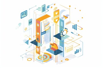 Conceptual Technology Flat Illustration created with Generative AI