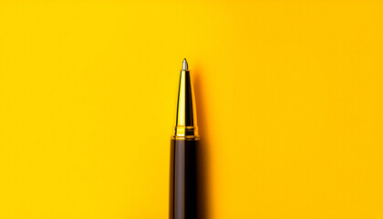 Close-up of a Pen Tip on a Yellow Background
