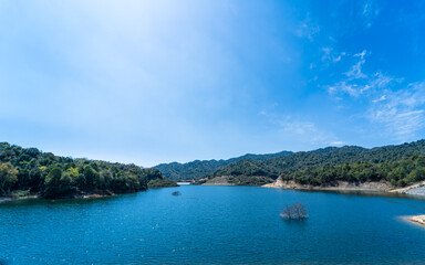 Landscape view of Dhap Lake in Kathmandu, Nepal.