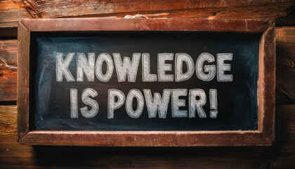 Knowledge Is Power - Chalkboard Sign on Wooden Background