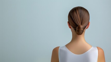 Woman with Bun Hairstyle Back View Minimalist Portrait