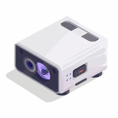 Modern Isometric Digital Projector for Classroom Use on White Background