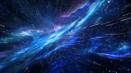 Abstract Meteor star trails and aurora on night sky background fantasy, digital art style, illustration design