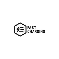 Obraz premium Simple Fast charging label or fast charging logo vector isolated. Best fast charging label for product, websites, business design element, and more.