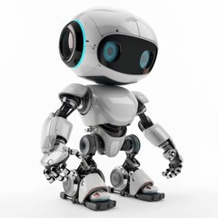 Futuristic Robot Kit Educational Technology Tool in 3D Metallic Design Isolated on White Background