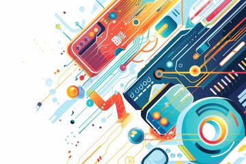 Obraz premium Conceptual Technology Flat Illustration created with Generative AI