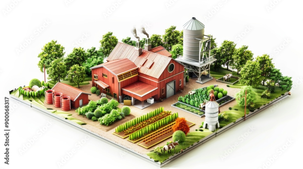 Wall mural 3d illustration of french frie farm isolated in white background farming concept