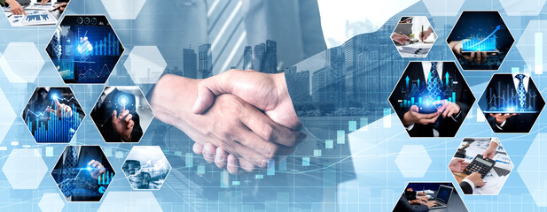 Futuristic business digital financial data technology concept for future big data analytic and...