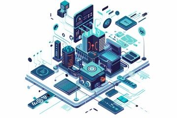 Conceptual Technology Flat Illustration created with Generative AI