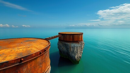 Naklejka premium Rusty Towers Emerging From The Sea