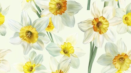 Obraz premium Light watercolor daffodil flower pattern