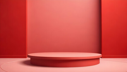 Red podium sale discount background template social media 3