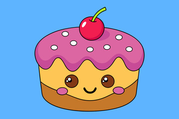 Sweet cake cartoon vector art illustration

