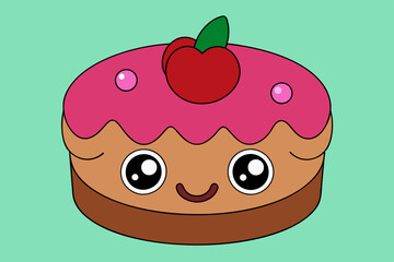 Sweet cake cartoon vector art illustration
