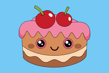 Sweet cake cartoon vector art illustration
