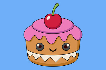 Sweet cake cartoon vector art illustration
