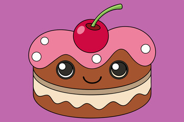 Sweet cake cartoon vector art illustration
