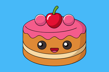 Sweet cake cartoon vector art illustration
