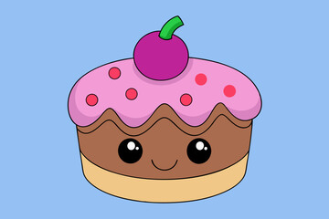 Sweet cake cartoon vector art illustration

