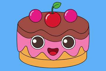 Sweet cake cartoon vector art illustration
