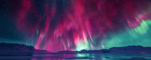 Stunning aurora borealis over a tranquil lake