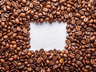Coffee beans are neatly arranged with an artistic feel