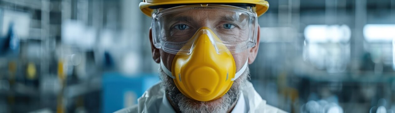 Professional Engineer Overseeing Industrial Construction Site with Protective Gear, Ensuring Safety and Quality