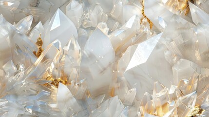 Clear quartz with gold, white design