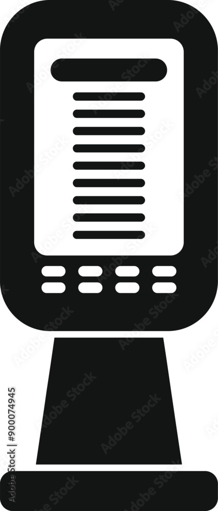 Poster sleek and modern digital terminal is showing information on its screen and allowing user input throu