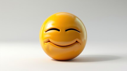 A calming 3D yellow emoji with a serene smile, eyes gently closed, exuding peace and tranquility, isolated on a white background