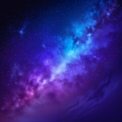 Obraz premium An awe-inspiring view of the night sky filled with stars and a glowing purple nebula. Ideal for themes of astronomy, cosmic beauty, and the mysteries of the universe.