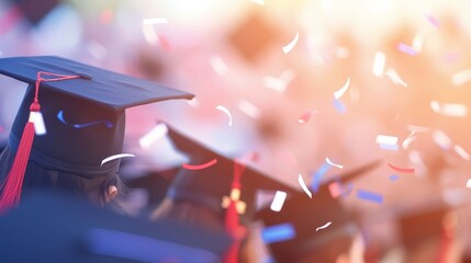 Graduation ceremony with students in caps and gowns, celebration of achievement, educational milestone