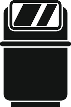recommend clip art: Black silhouette of a modern trash bin with a double lid, promoting cleanliness and waste management