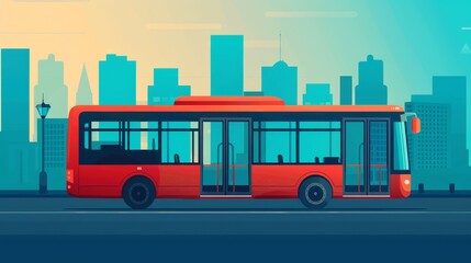 Electric buses in a city, sustainable transport, clean urban travel