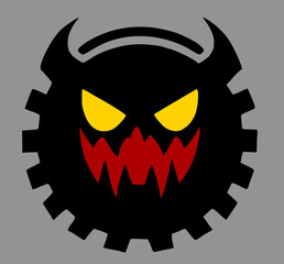 halloween icon with scary face, illustration