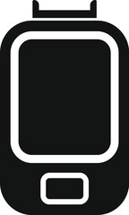 Simple black and white icon of a smart watch, highlighting its sleek design and modern features