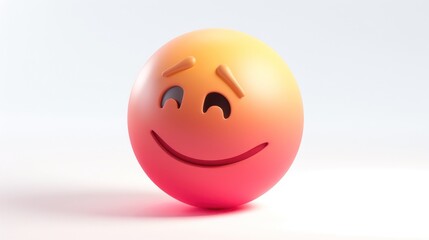 A magenta to peach gradient emoji with a sly grin, looking off to the side, isolated on a white background, portraying cunning and mischief