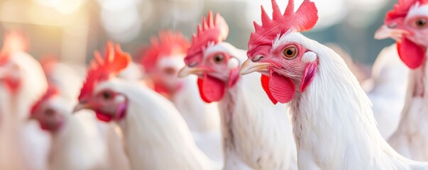 Fototapeta premium Poultry farm with freerange chickens, ethical farming, animal welfare