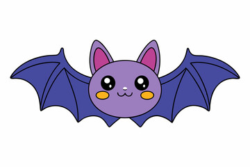 Kawaii bat cartoon vector art illustration on a white background