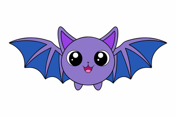 Kawaii bat cartoon vector art illustration on a white background