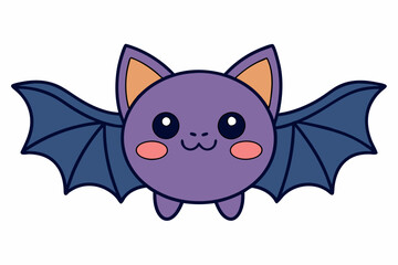 Kawaii bat cartoon vector art illustration on a white background