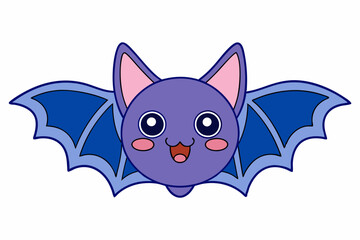 Kawaii bat cartoon vector art illustration on a white background