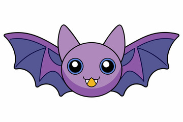 Kawaii bat cartoon vector art illustration on a white background