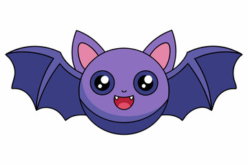 Kawaii bat cartoon vector art illustration on a white background