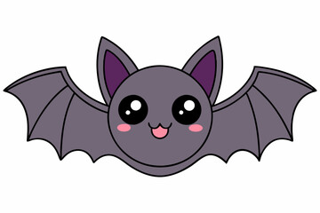 Kawaii bat cartoon vector art illustration on a white background