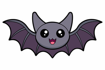 Kawaii bat cartoon vector art illustration on a white background