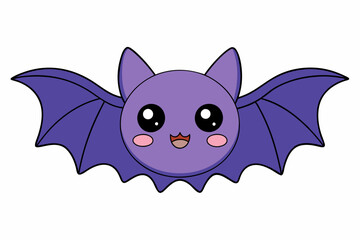 Kawaii bat cartoon vector art illustration on a white background