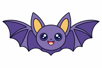 Kawaii bat cartoon vector art illustration on a white background